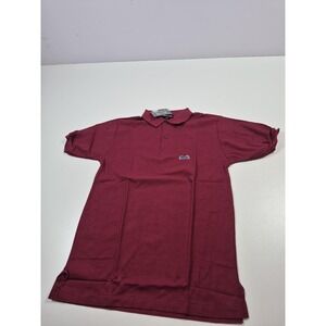 Vintage Le Tigre Polo Shirt Mens Medium Red Pique Solid Tiger Logo Made USA